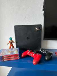 PlayStation 4 slim + 2 controladores + jogos