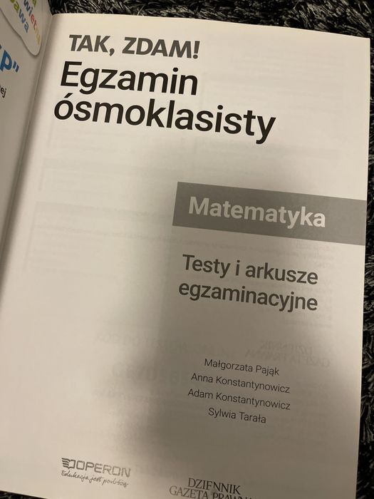 Tak zadam egzamin ósmoklasisty testy i arkusze Matematyka operon nowa