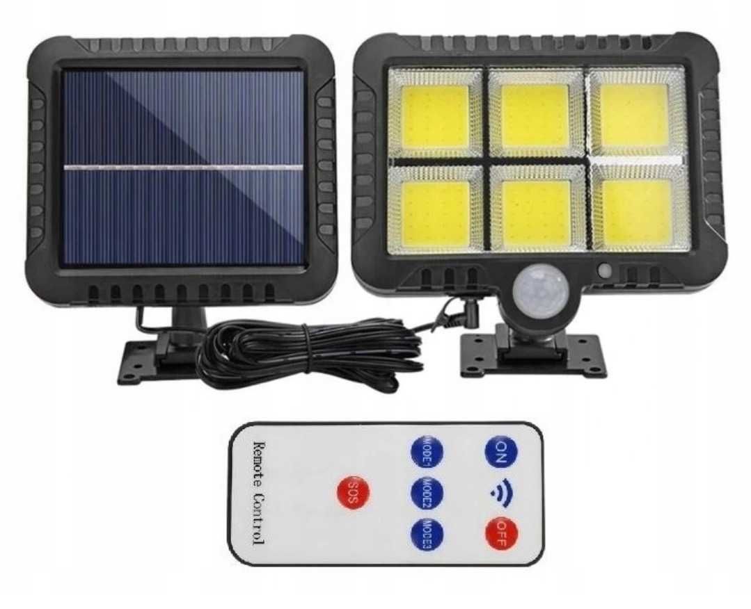 Lampa solarna latarnia 132 LED z pilotem czujniki