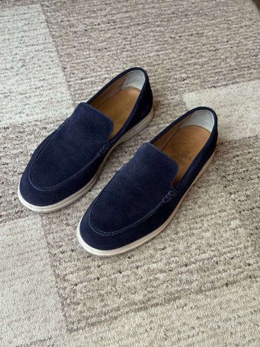 Мужские синие замшевые лоферы Estro