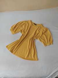 Śliczna bluzka, musztardowy, krótki rękaw, L/XL, 100% bawełna
