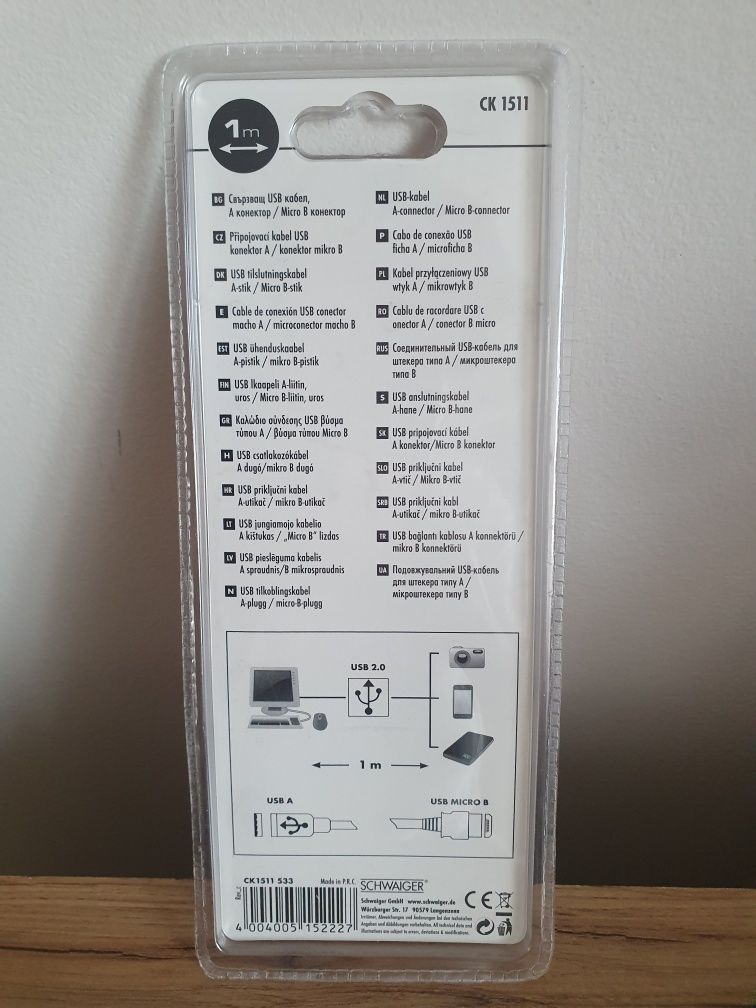 Kabel USB 2.0 A -Micro USB B Czarny