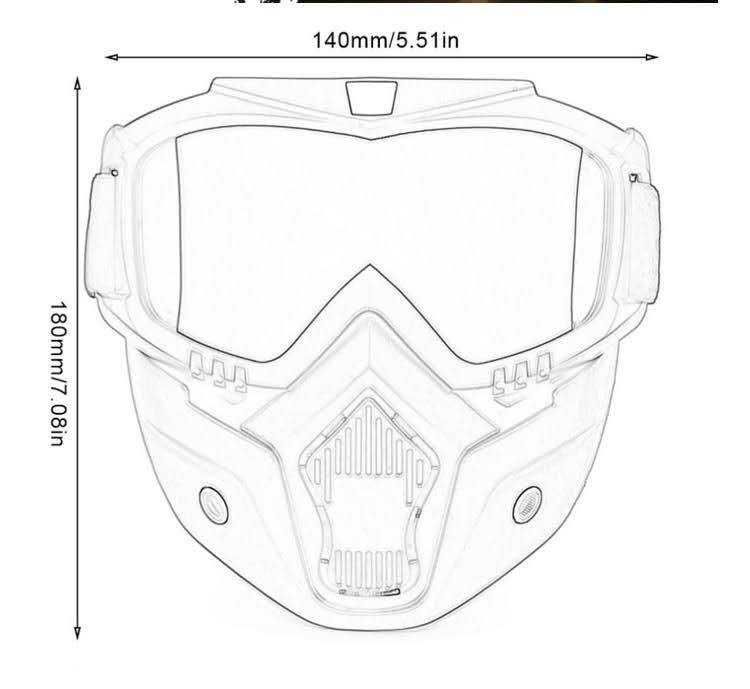 Máscara com Óculos para Capacete Aberto (10 Cores)Nº1|NOVAS