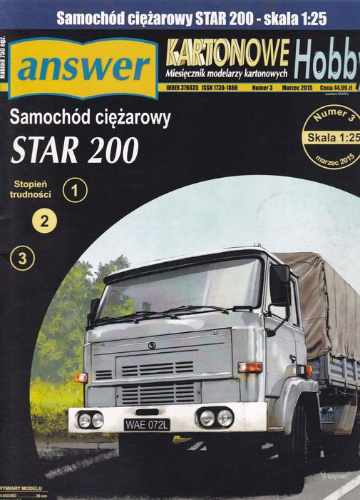 Model kartonowy samochodu ciężarowego STAR 200 1/25 Answer