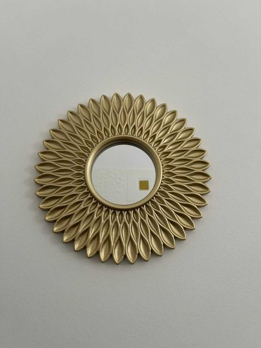 Dekoracja zestaw 3 luster w złotych ramkach do domu na ścianę