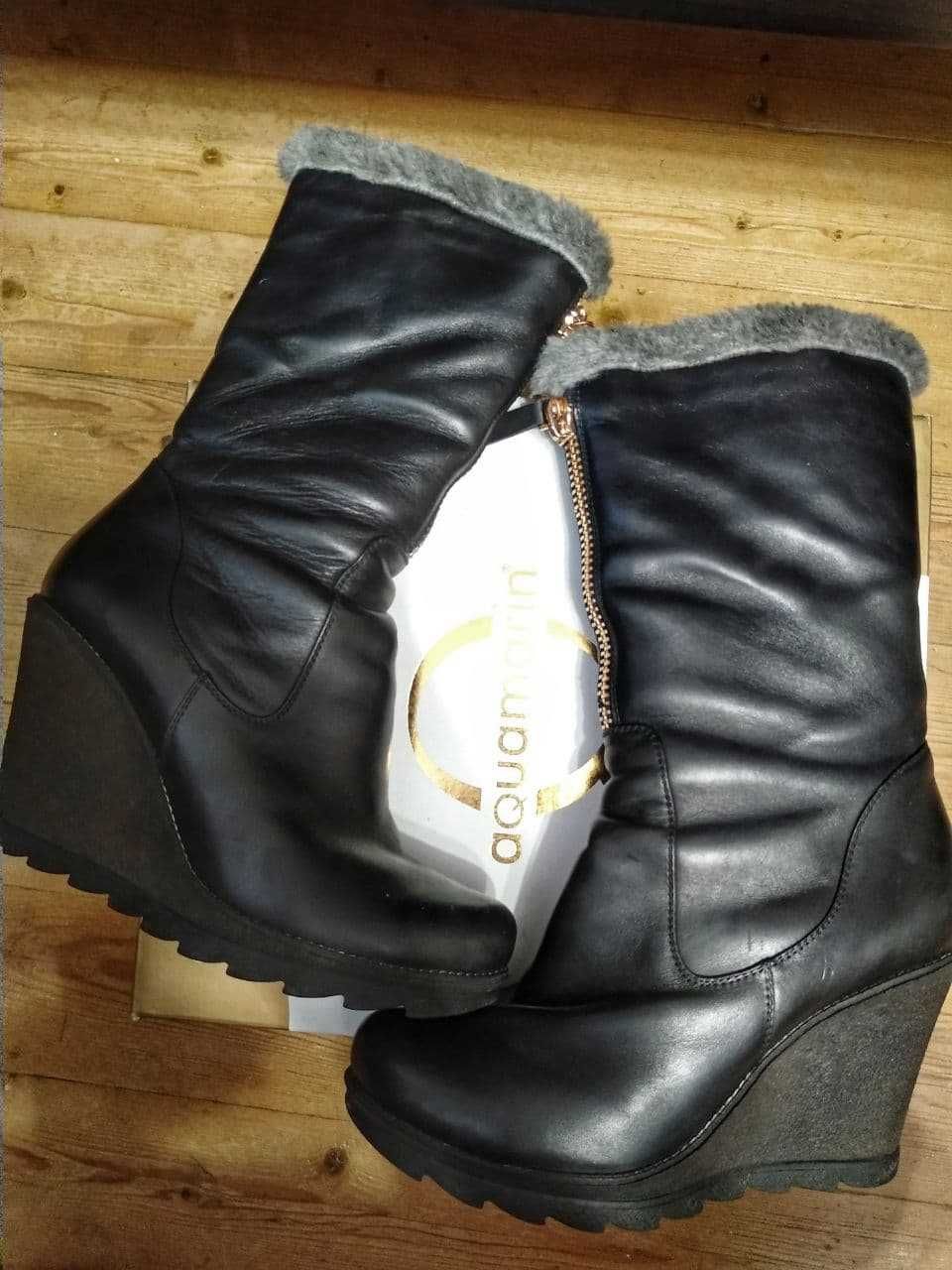 Шкіряні зимові чобітки. 300 грн
