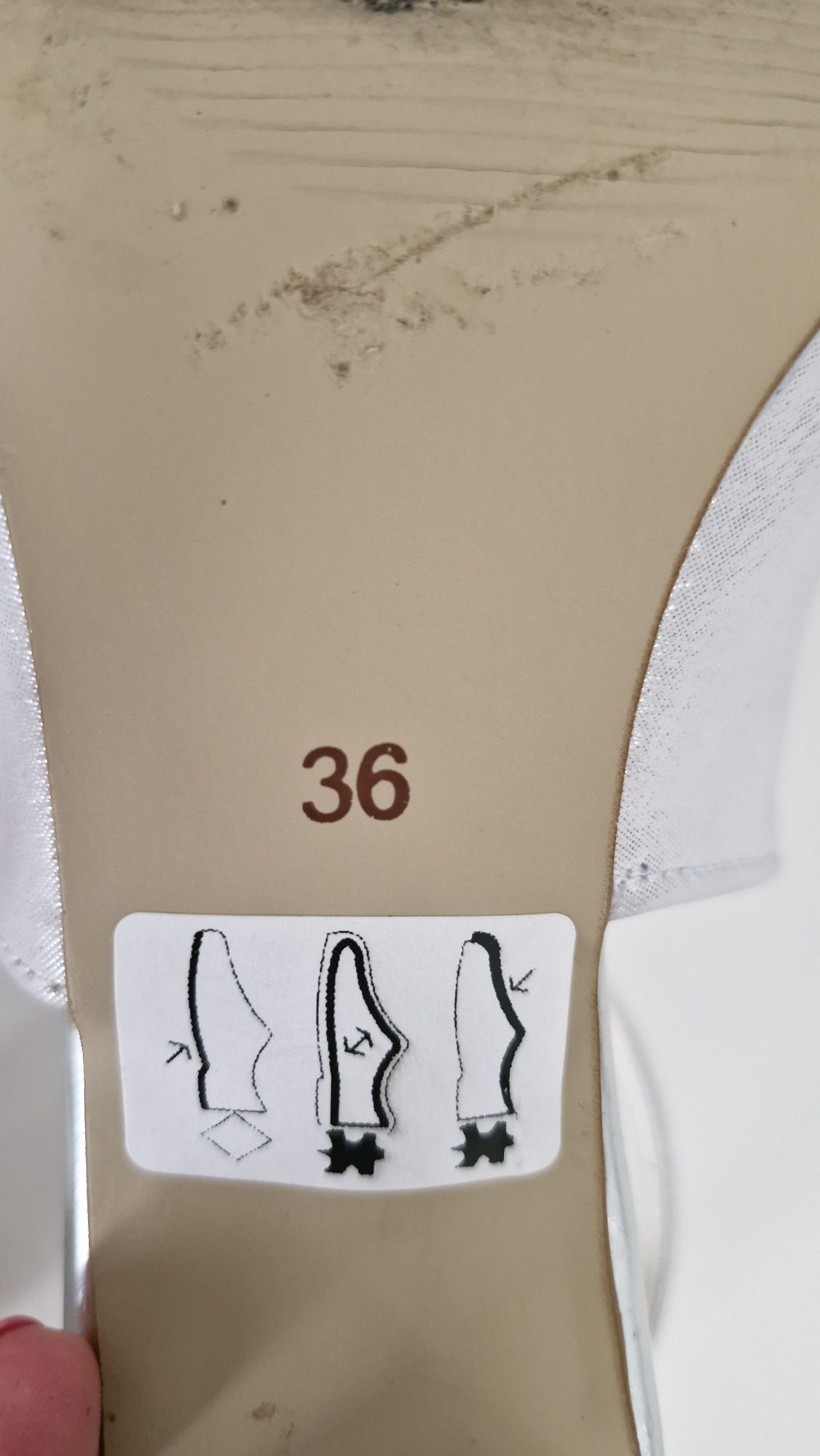 Srebrne skórzane buty czółenka na obcasie słupku studniówkowe 36