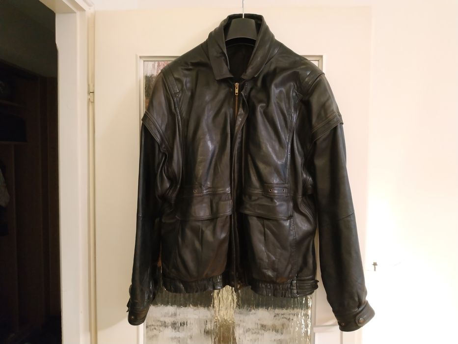 Porządna męska skórzana kurtka XL czarna
