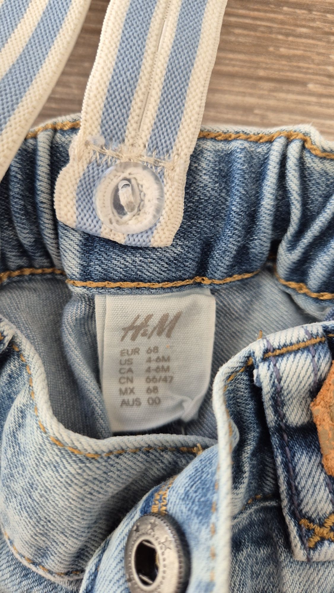 Jeansy spodnie dla chłopca na szelkach rozmiar 68 h&m
