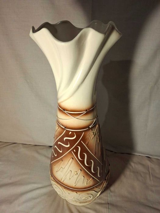Нова керамічна підлогова ваза 65 см | Бежево-коричнева