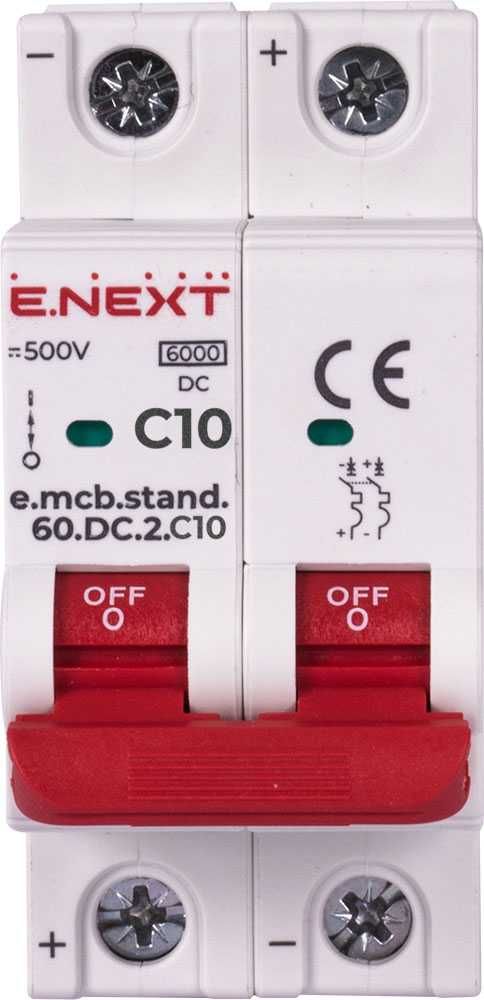 E.NEXT Wyłącznik nadprądowy bezpiecznik DC C10 10A 2p 500V DC 6 kA