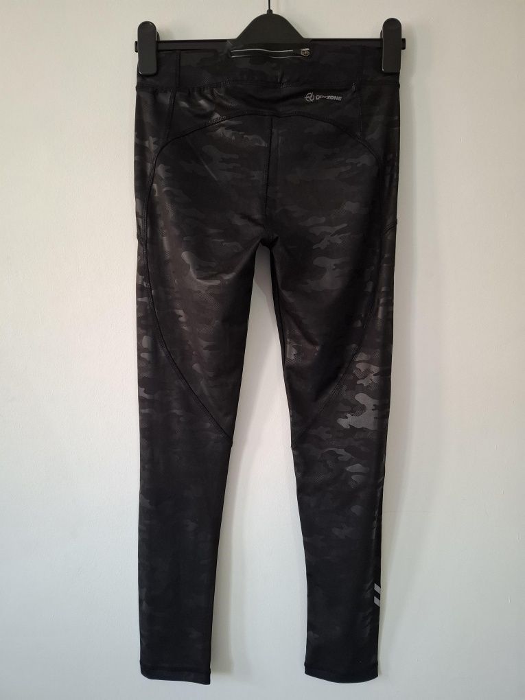 Leginsy legginsy damskie czarne moro push-up sportowe odblaski Hummel