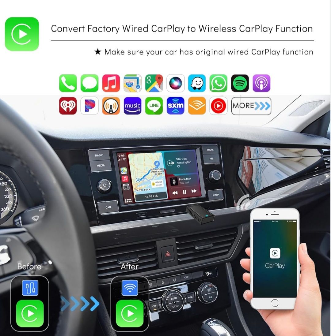 2w1 bezprzewodowy adapter CarPlay Android Mini USB Dongle