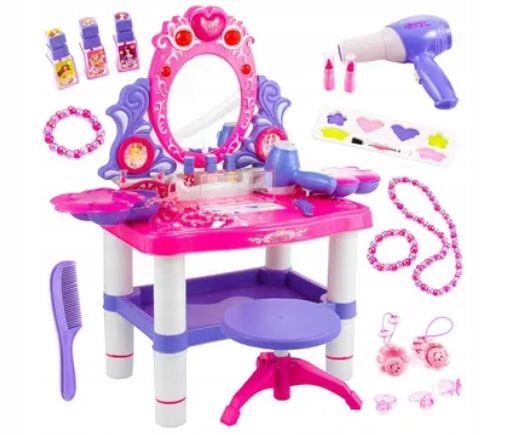 Toaletka dziecięca Kinderplay Funkcja światła ze stołkiem KP2798 OPIS