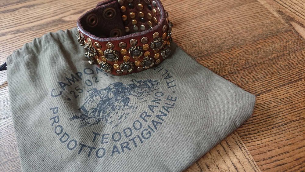 Bransoletka skórzana z ćwiekami włoskiej firmy Campomaggi