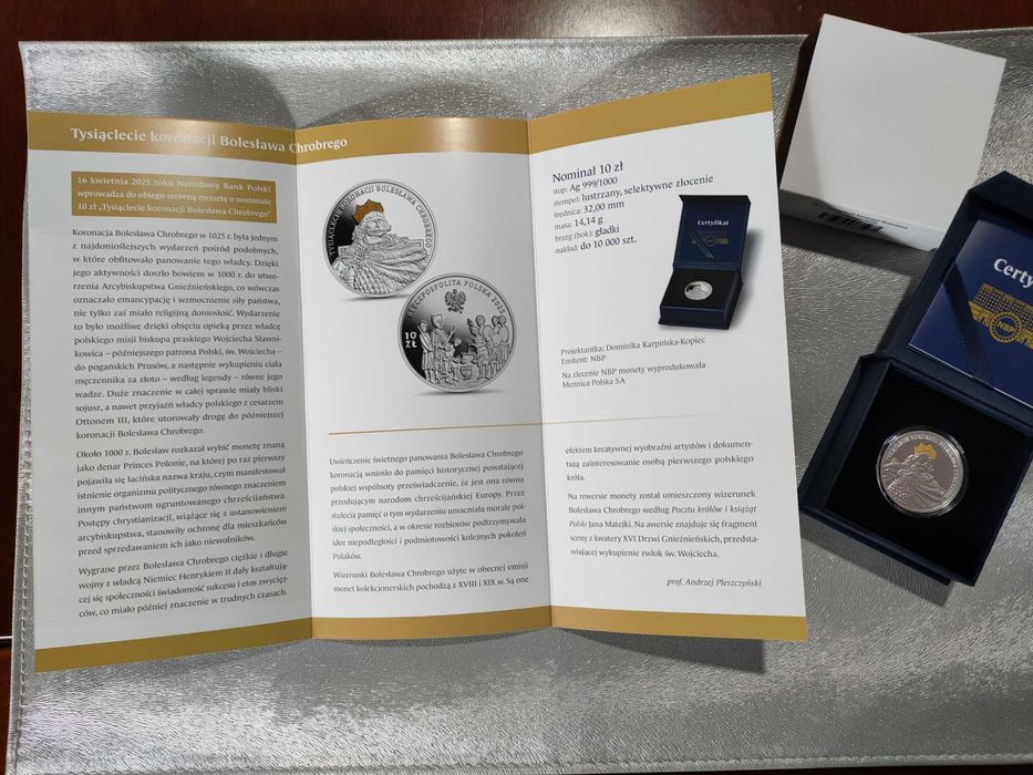Moneta srebrna 10 zł Tysiąclecie koronacji Bolesława Chrobrego