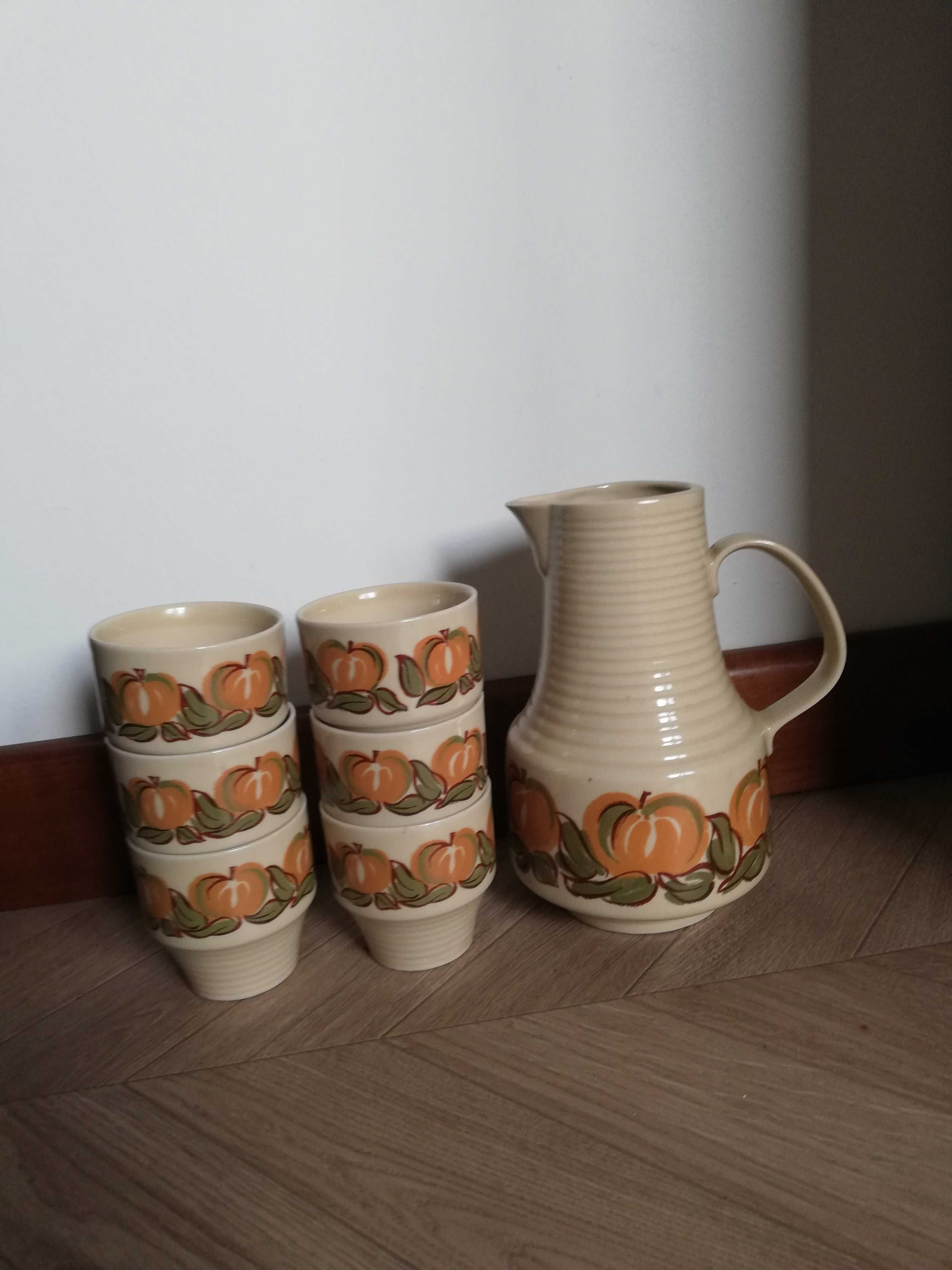 Ceramiczny dzbanek + 6 kubków na poncz kompot