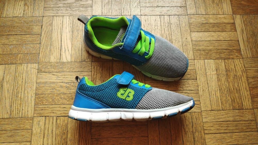 Buty typu adidasy z materiału niebiesko-seledynowe, r. 32