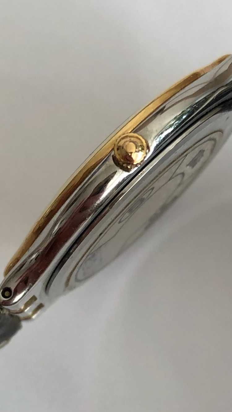 Omega Quartz ze złotą lunetą 18K, męski unisex, stylowy piękny zegarek