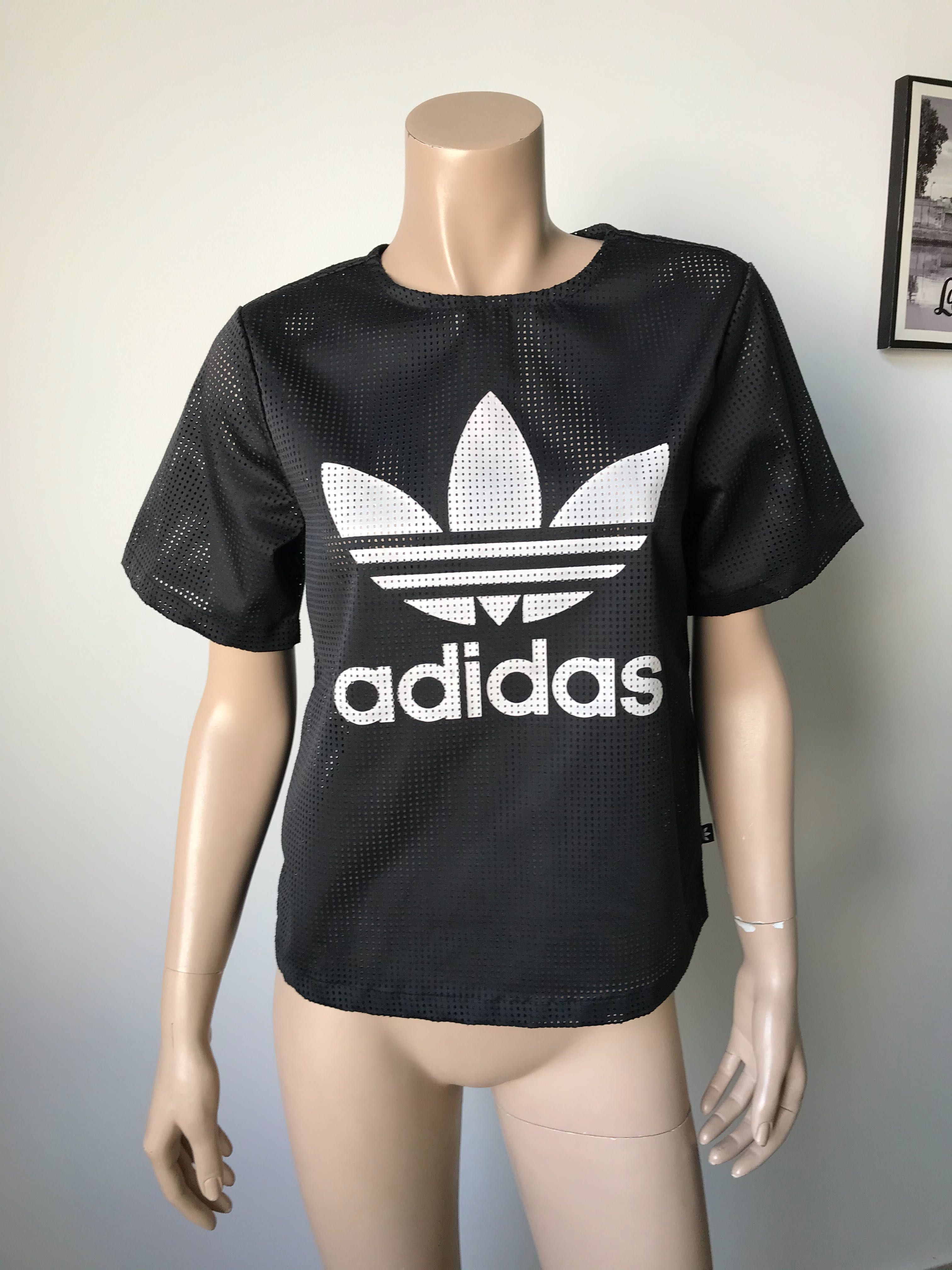 Adidas ażurowa koszulka damska S