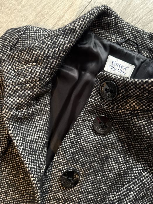 Czarny płaszcz melanż wełniany jak nowy r.L