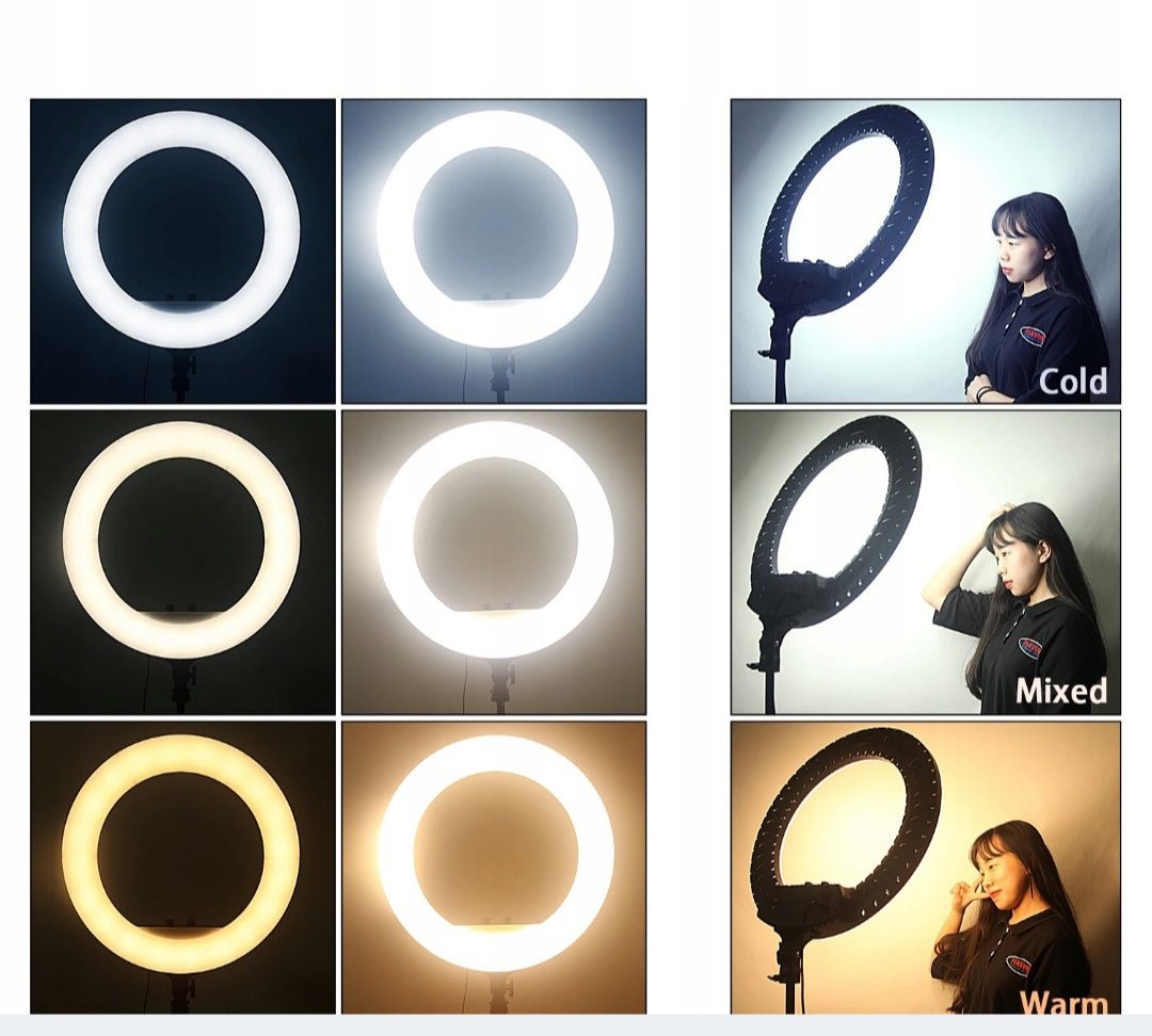 Lampa pierścieniowa 120W RING LED 220 cm statyw pilot do makijażu
