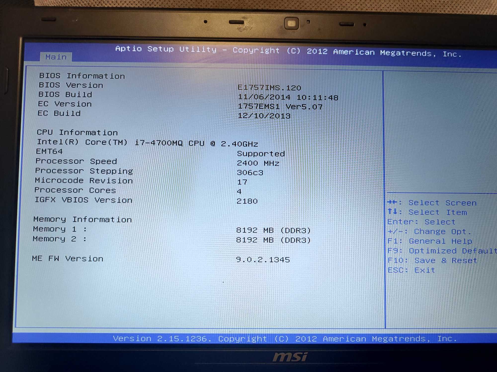 Laptop MSI GE70 2OE I7-4700MQ / 16GB / GTX 765M