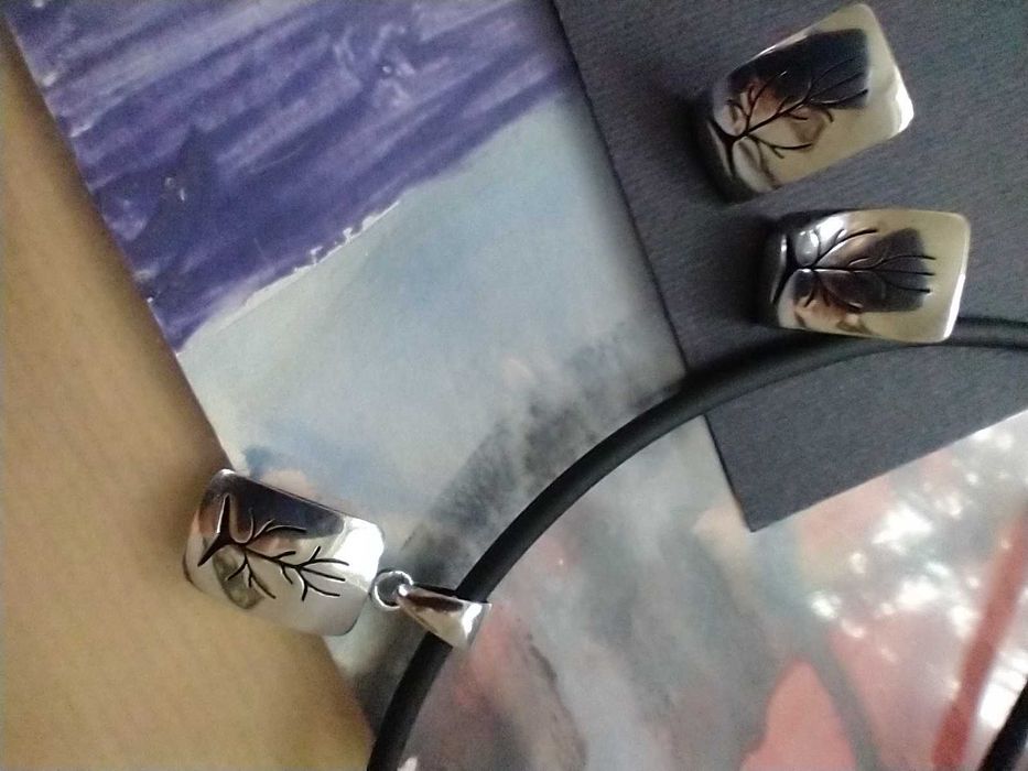 Komplet wisior kolczyki srebro 925 rękodzieło artystyczne