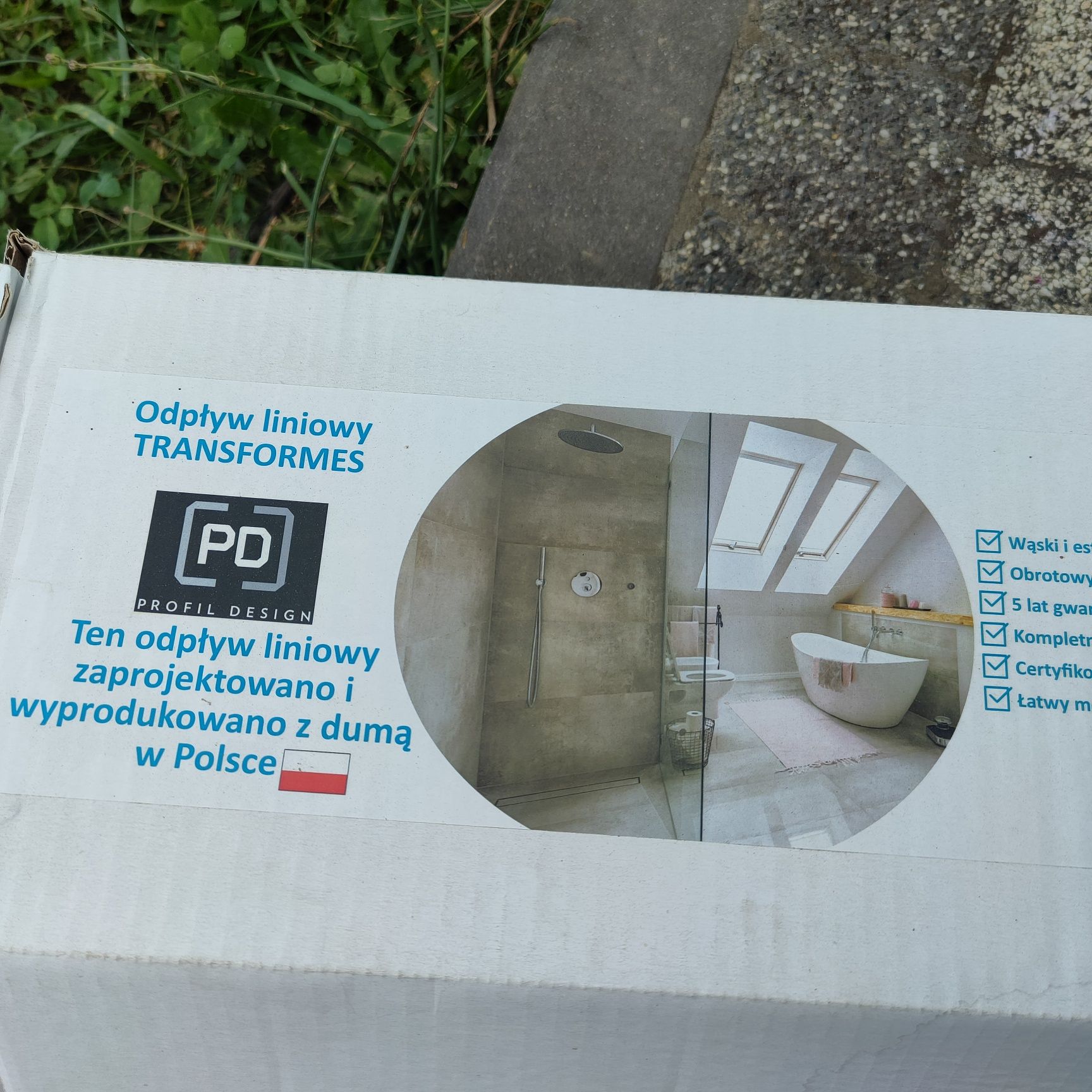 Odpływ liniowy Transformers PD slim stalowy 90 niski syfon