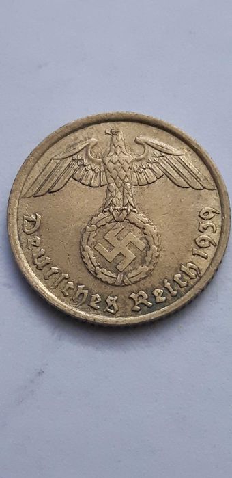 Niemcy III Rzesza 5 fenigów, pfennig 1939 rok mennica G - super