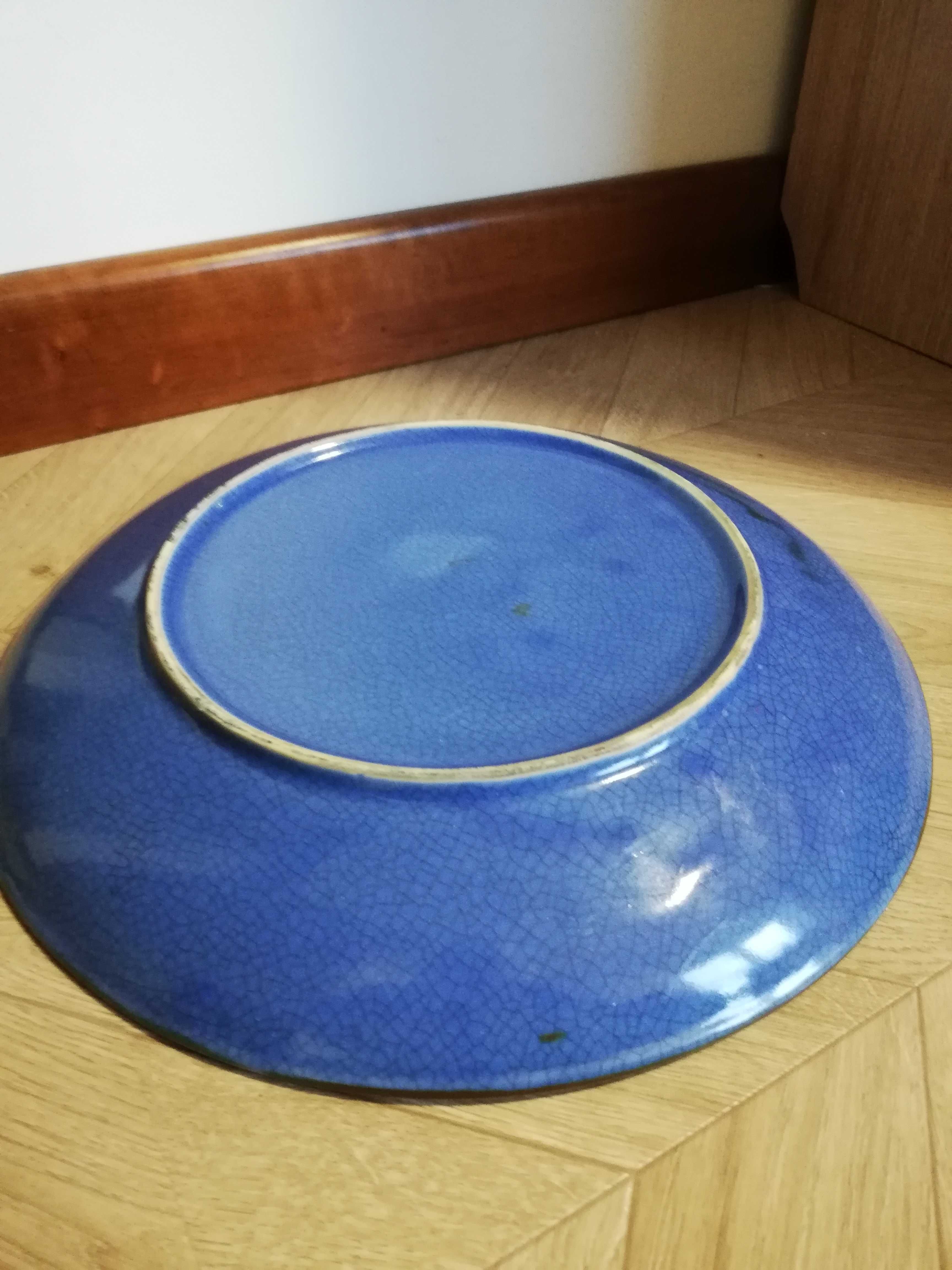 Patera talerz ceramiczny 36cm krakelura ozdobna granatowy