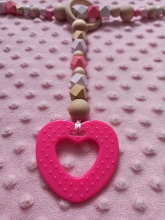 Łańcuch sensoryczny do wózka dla dziewczynki PINK Handmade