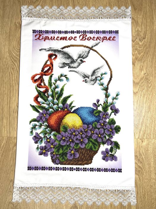 Вишитий бісером рушник на паску. Вишитий рушник