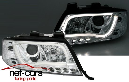 Reflektory Lampy przód AUDI A6 C5 01- TUBE LIGHTS NEON Chrom