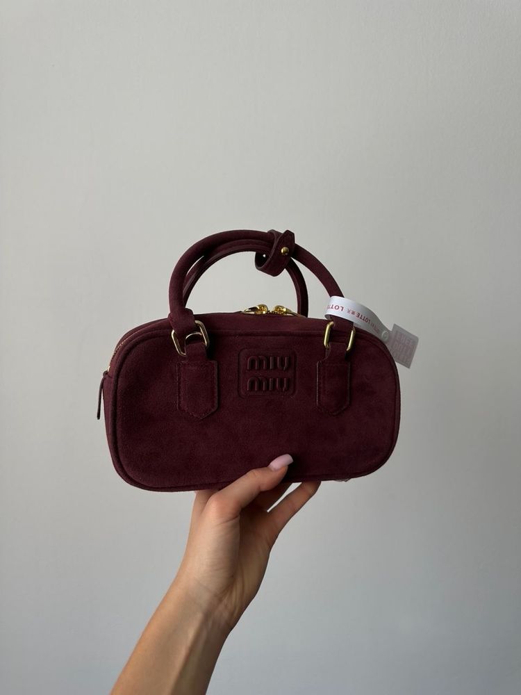 Torebka Miu Miu Arcadie Suede Bag Burgundy