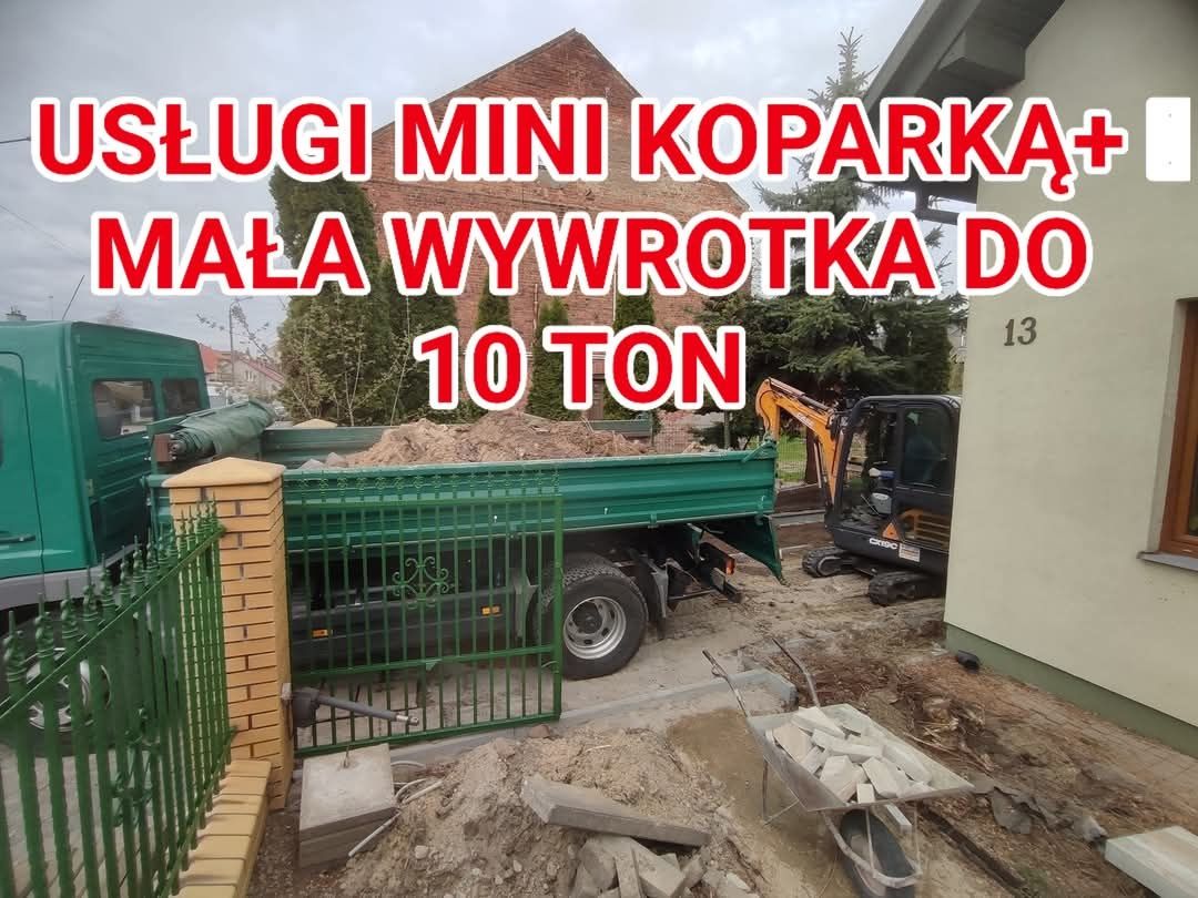 Usługi koparkami Wywrotki rozbiórki wykopy wywóz/przywóz minikoparka