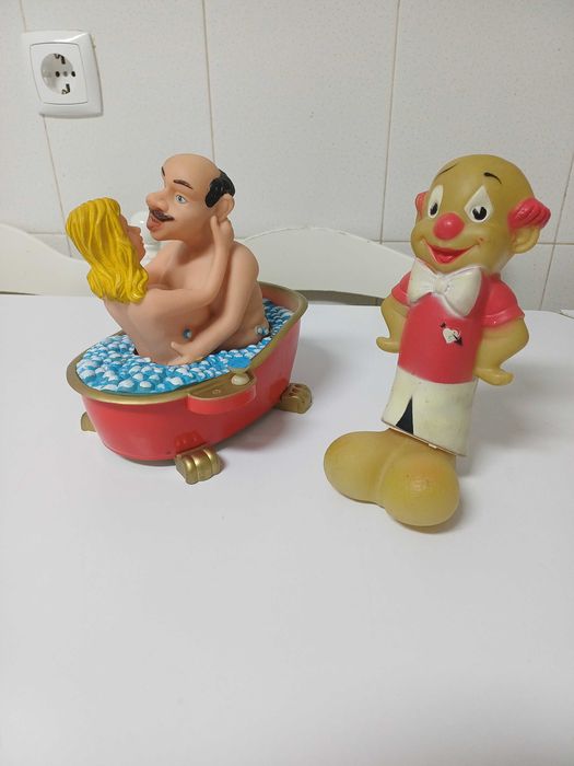 Bonecos de borracha antigos década de 1970 2 unidades