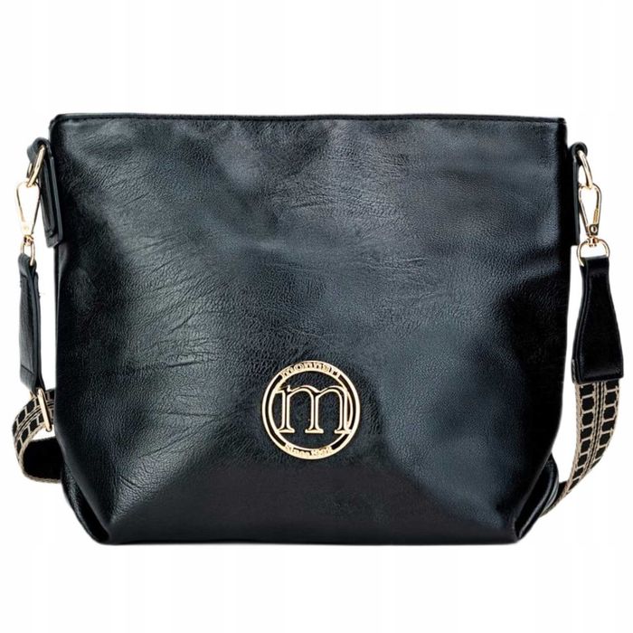 Torebka Damska MONNARI Czarna Skóra Ekologiczna Boho Regulowany Pasek