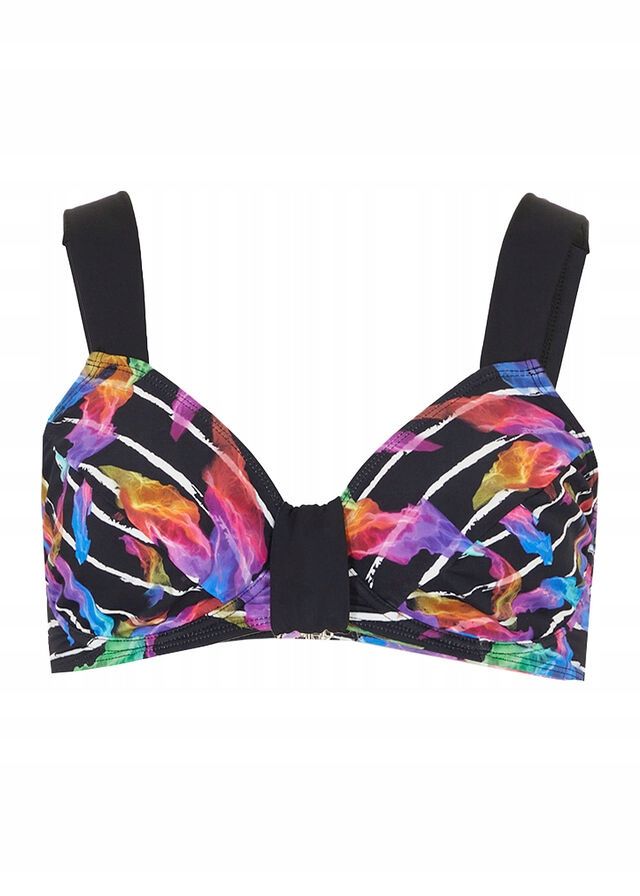 B.P.C. biustonosz bikini minimizer na fiszbinach czarny we wzory 85D.