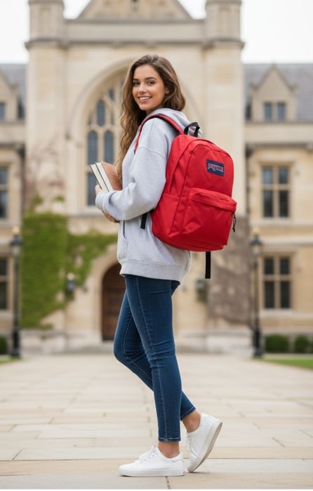 Śliczny czerwony plecak JanSport