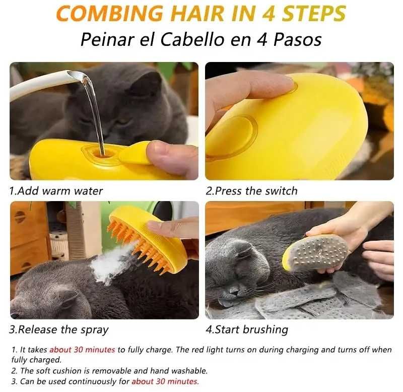 Набор Щеток Масажер PET Brush для собак, котов Паровая Furminator