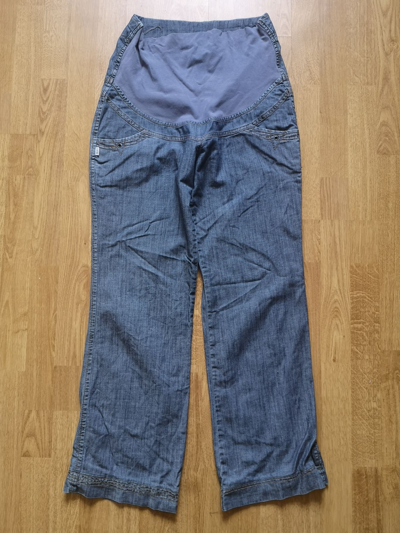 Spodnie ciążowe 40 L szerokie szwedy nogawki jeansowe pas elastyczne