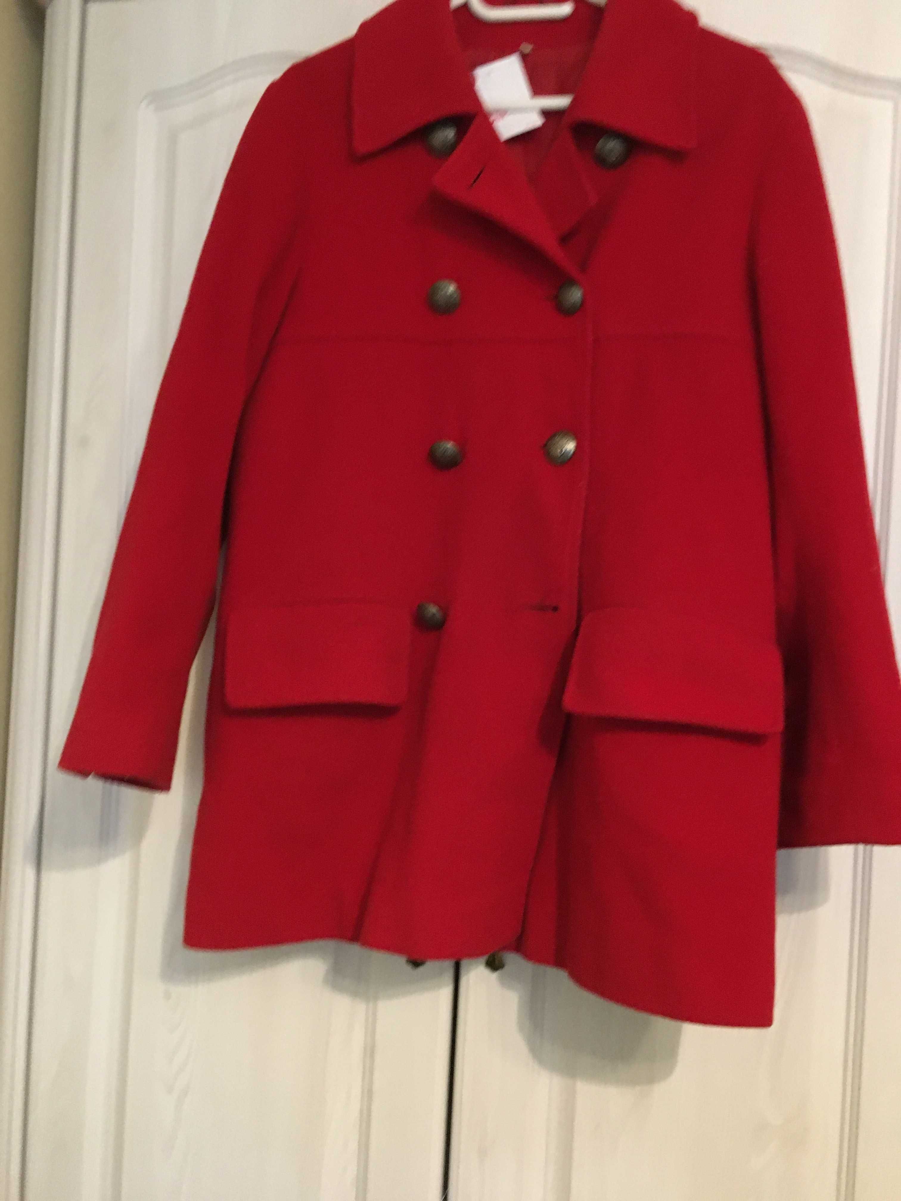 Płaszcz czerwony nowy House of Fraser 70% Virgin Wool,20% kaszmir M/L
