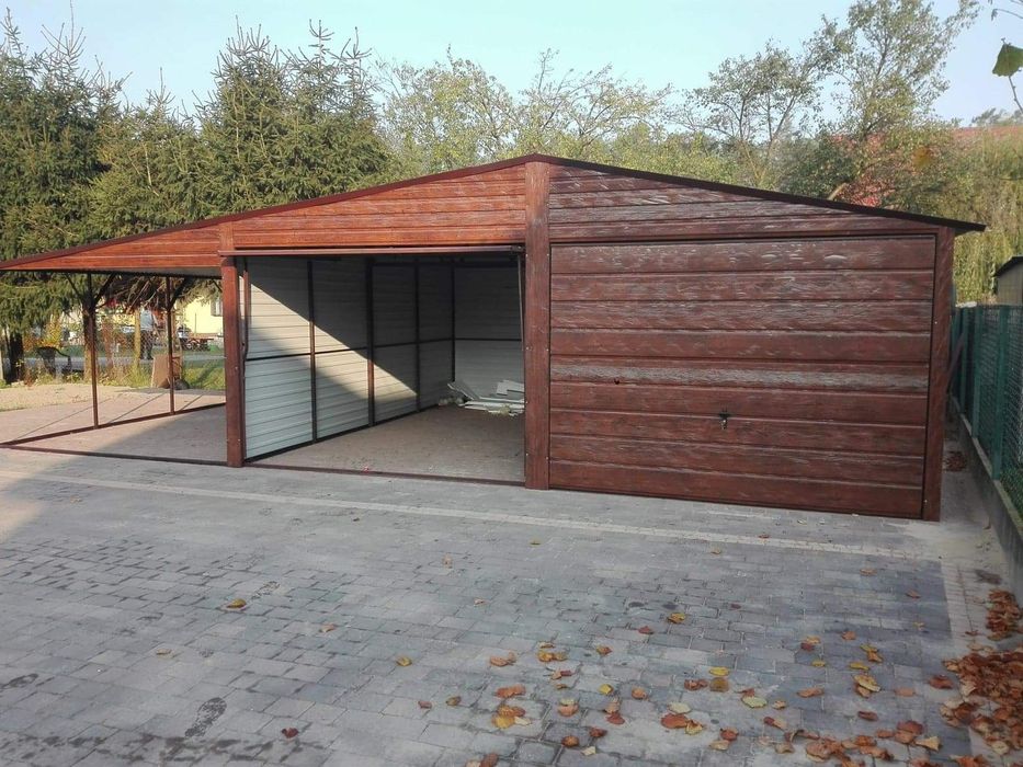 garaże blaszane, wiaty, hale,garaż 6x6 dwuspadowy