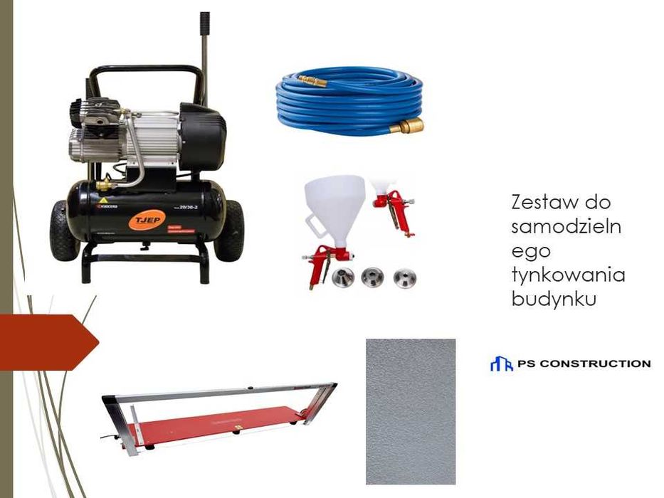 Kompresor, pistolet natryskowy, gilotyna do styropianu - wynajem