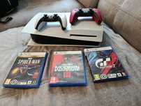 PS5 (com leitor) + 2 comandos + 3 jogos físicos – Como novo