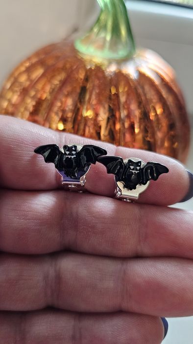 Klipsy dla dziewczynki nietoperz Halloween handmade