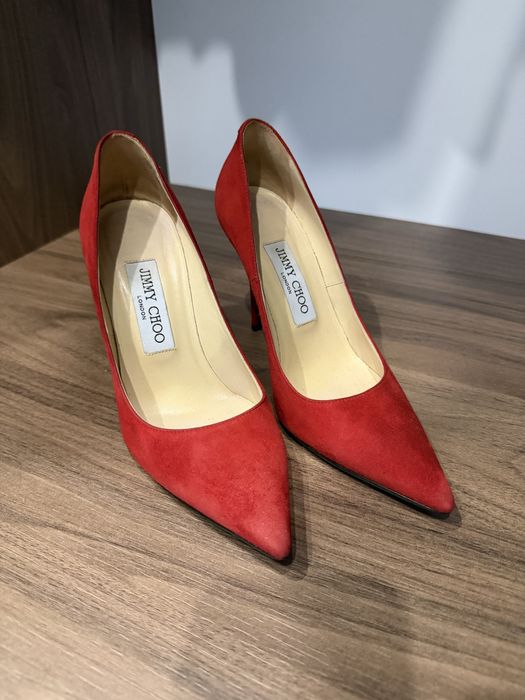 Червоні, замшеві туфлі -оригінал -36 р