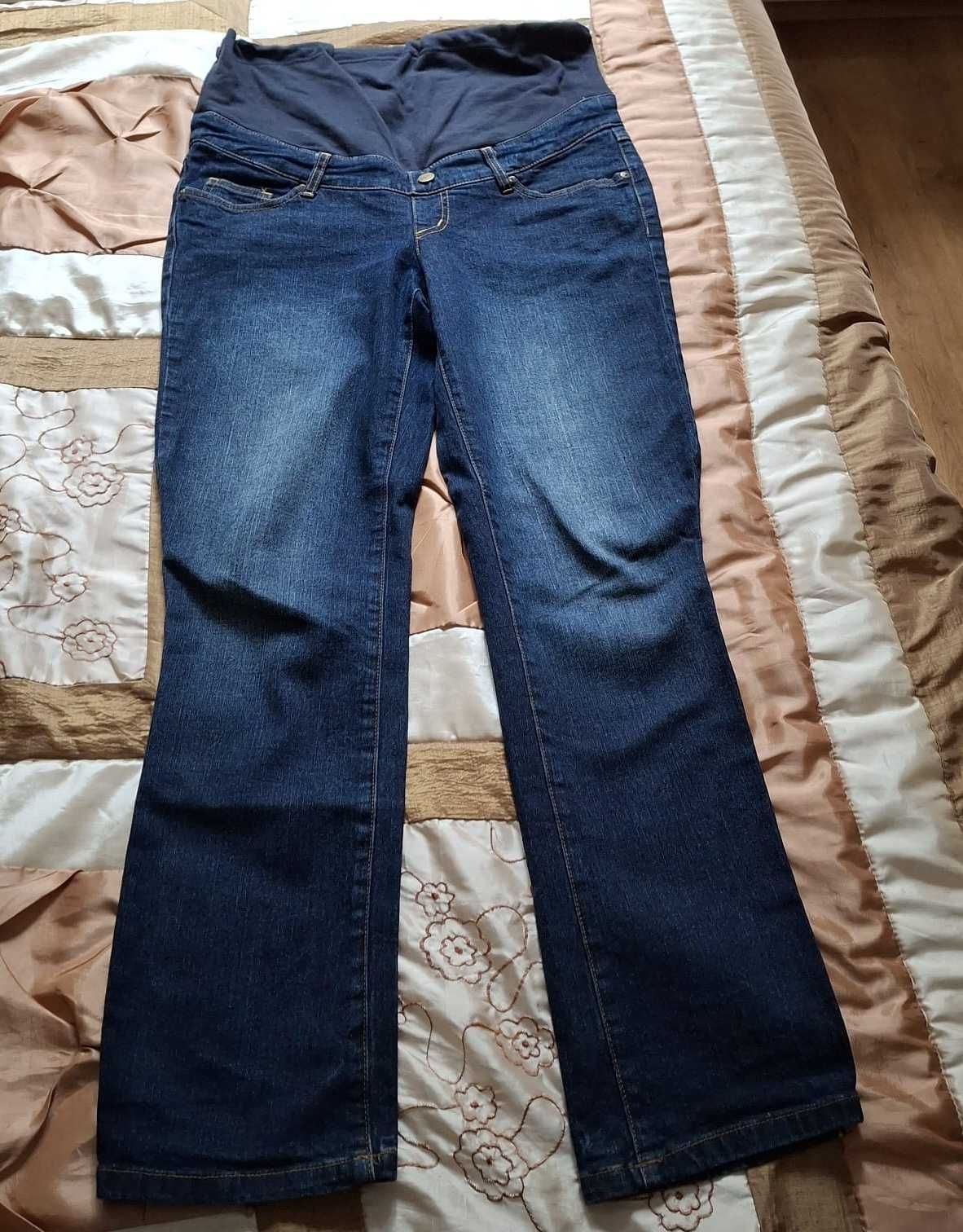 Granatowe jeansy ciążowe, rozm. 40, BonPrix stan bardzo dobry