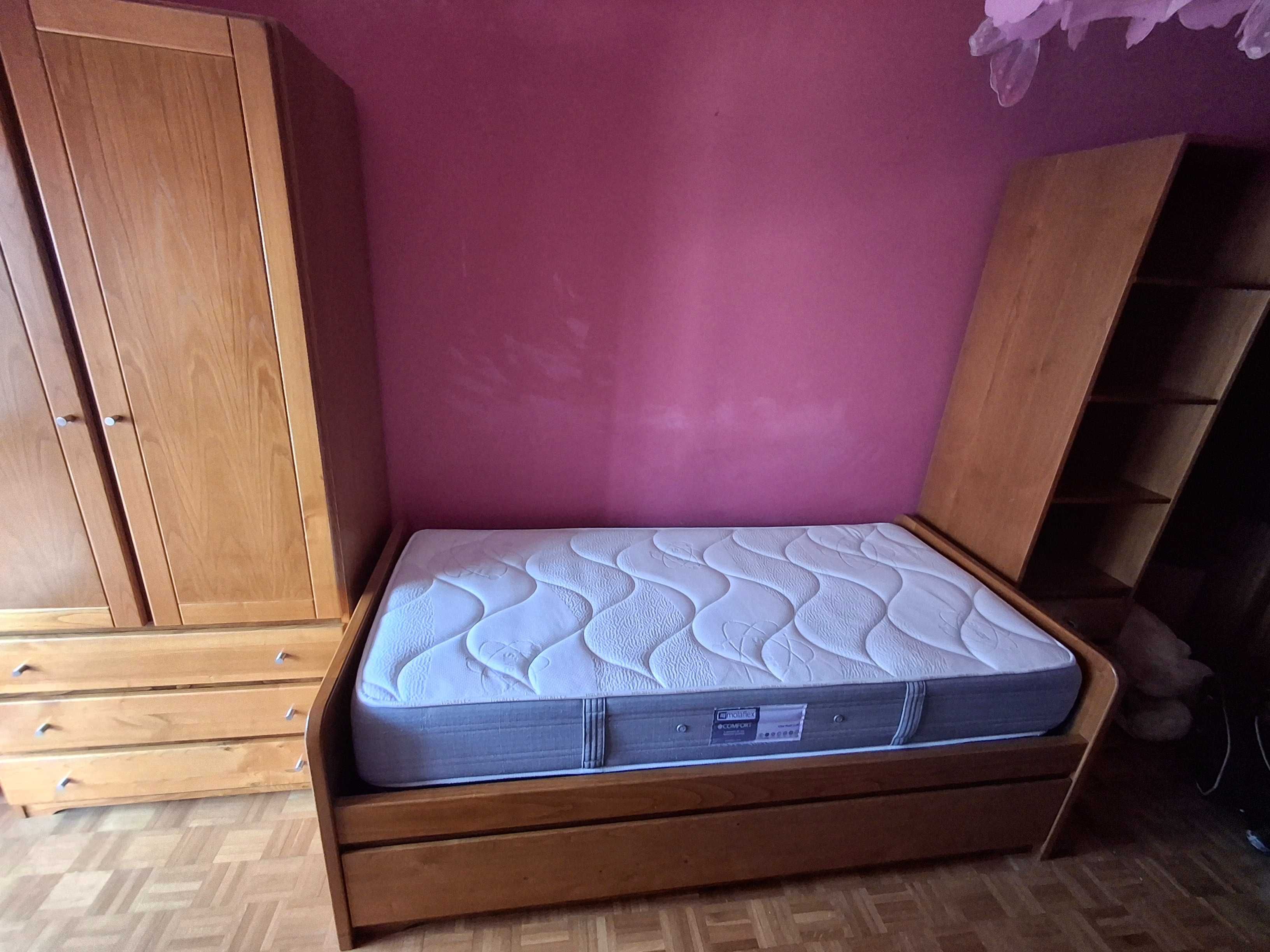 Conjunto Mobília Quarto Madeira Maciça+ Colchão Molaflex-500€